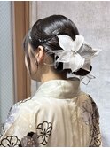着物/結婚式アレンジ/お呼ばれヘア/成人式/タイトシニヨンヘア