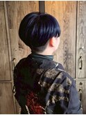 刈り上げ女子/ハンサムショート/クールショート/ネイビーブルー