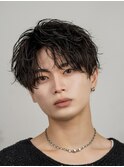 韓国ヘアニュアンスコンマバングセンターパートフェザーパーマ