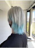 メンズデザインカラーホワイトカラー水色インナーカラー
