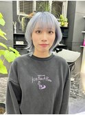 韓国風《ペールブルー》ハイトーン/ケアブリーチ/ダブルカラー