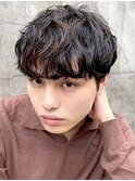 メンズパーマ/大人ショート/20代30代/ダークアッシュ