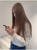 12372髪質改善金髪ホワイトブロンドマロンベージュストレート
