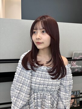 レイヤーカット×ピンクラベンダーカラー