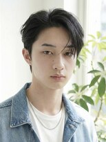 ノラキチジョウジ(NORA KICHIJOJI)&nbsp;黒髪ツーブロックセンターパートパーマ毛流れニュアンスパーマ