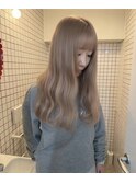 イメチェン/ピンクベージュ/アンブレラカラー/前髪/梅田