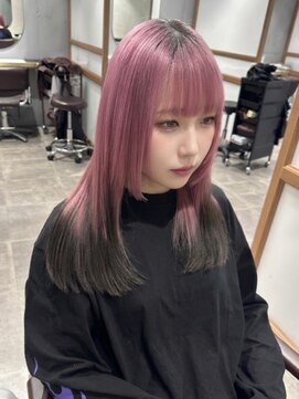 シャルム 溝の口店(charme) ニュアンスウルフワンホンレイヤーミルクティーピンク