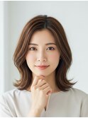 透明感を味方に、大人ミディアムハイライト/白髪ぼかし/白髪染め