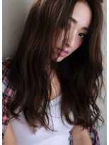 ヘアデザイン ソラ(Sola)&nbsp;色っぽいウェットウェーブロングヘア×前髪なし×暗髪ブラウン