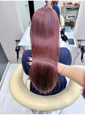 ワインレッド 小顔美髪 ダブルカラー 髪質改善 ワンレン仙台