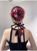 11235編み込みヘアアレンジ披露宴結婚式2次会ヘアセット