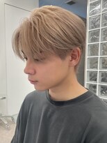 サンクマーケット 渋谷(cinq MARKET) 韓国メンズピンクベージュミルクティーカラーセンターパートヘア