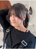 ”韓国風インナーカラー×レイヤーカットポニーテール