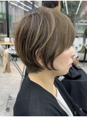 白髪ぼかし/ハイライト/ショートボブ