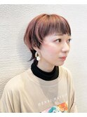 大人可愛い抜け感ショートウルフカットペールピンク20.30代人気