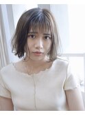 【コトノハ】可愛フレンチボブカーキアッシュ　チョッピーバング