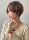 ミルクティベージュカラーミニボブ大人ショートボブショート