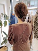 結婚式　二次会　ヘアセット　ゆるふわ編み込み　シニヨン