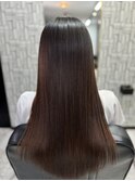 大人可愛い透明感立体感グレージュ×エアストレート