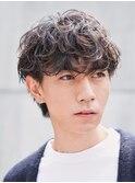 天神10代20代ルーズパーマゆるめメンズマッシュウルフカット