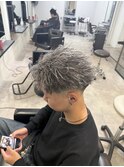 メンズパーマツイストホワイトメッシュ