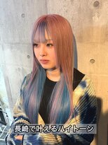 コワファースト長崎シャンプーボーイ 2nd(COIFF1RST 長崎 SHAMPOO BOY)&nbsp;長崎ハイトーン デザイン ピンク×ブルー 韓国