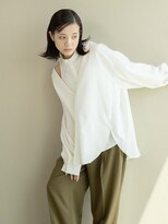 スリーランド(THREELAND)&nbsp;髪質改善カラー、外はね、オリーブカラー