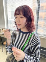 テトヘアー(teto hair) ミディアムパーマ レッドカラー