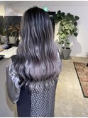 放置できるコントラスト バレイヤージュ_white lavender ash_