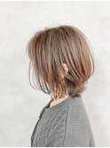 大人ミディ#ウルフ#白髪ぼかしのハイライト#縮毛矯正#髪質改善