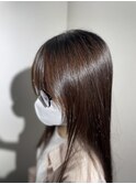 大人可愛い透明感立体感グレージュ×エアストレート