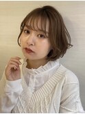 黒髪/グレーベージュ/レイヤーロング/前髪パーマ/銀座