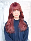 ピンクレッド/ロング/レッド/ピンク/ピンクカラー/暖色/暖色カラ