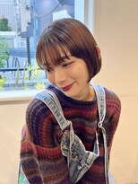 グリーンミドル(GREEN middle)&nbsp;ミニボブ/切りっぱなしボブ/ワイドバング/ピンクブラウンカラー