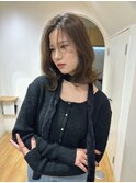 顔周りレイヤー/オリーブカラー/くびれヘア/韓国ヘア