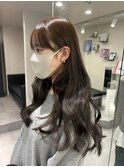 18142黒髪ダークアッシュセミロングレイヤーダークグレージュ