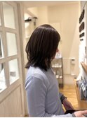 大人ミディアムレイヤー/やわらかベージュ/水素カラー/20代30代
