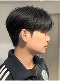黒髪韓国マッシュショートダウンパーマツーブロックワックスなし