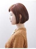 オレンジュカラー×アンニュイ大人ミディフレンチボブ/大崎