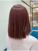 切りっぱなしボブ×カシスピンクカラー 新宿