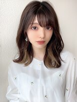 シルクレイ 吉祥寺店(Silk-lei)&nbsp;大人かわいいフェザーバングカーキグレージュボブ30代吉祥寺