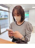 ゆったりボブ に 柔らかカラーで可愛いスタイル