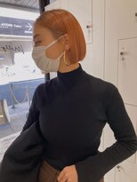 ミリー 梅田店(milly)&nbsp;大人かわいい切りっぱなし美髪ハイトーンオレンジ 【milly梅田】