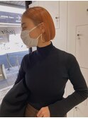 大人かわいい切りっぱなし美髪ハイトーンオレンジ 【milly梅田】