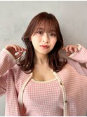 Unami　韓国くびれミディアム　シースルーバング　外ハネパーマ