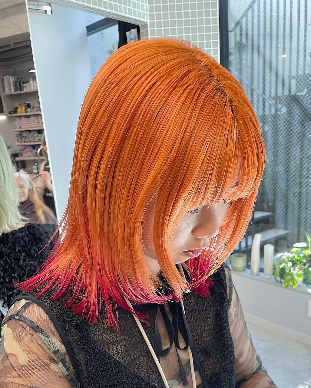 オレンジ・デザインカラー・ハイトーン・裾カラー・ダブルカラー