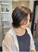 顔周り毛流れカット&オリーブブラウンカラー