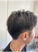 スパイラルパーマツーブロックメンズカット刈り上げ床屋バーバー