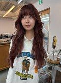 【ワインレッド×カーリー】#ダブルカラー#ケアブリーチ