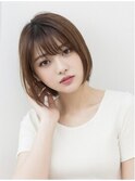 earthショートレイヤーボブミルクティー丸みショートボブ
